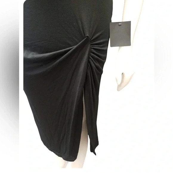 Lulu’s Sexy Black Midi Side Ruching  Dress Size Medium - Picture 7 of 12